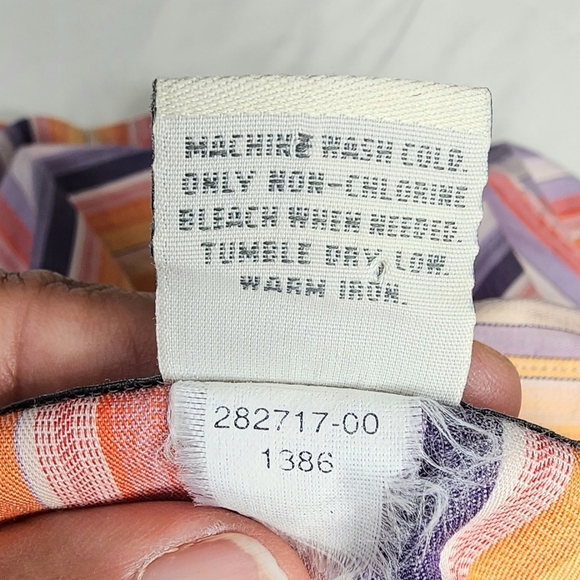 Banana Republic Men’s Striped Embroidered Cotton Shirt L Orange Purple Guayabera - Picture 8 of 8